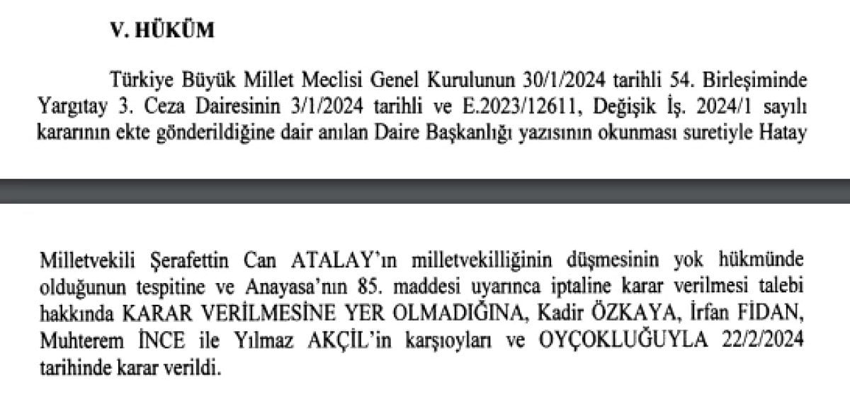 Anayasa Mahkemesi'nden Önemli Karar: Can Atalay'ın Milletvekilliği Yok Hükmünde