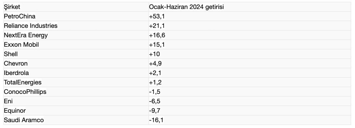 Enerji Devlerinin Hisse Senedi Performansı