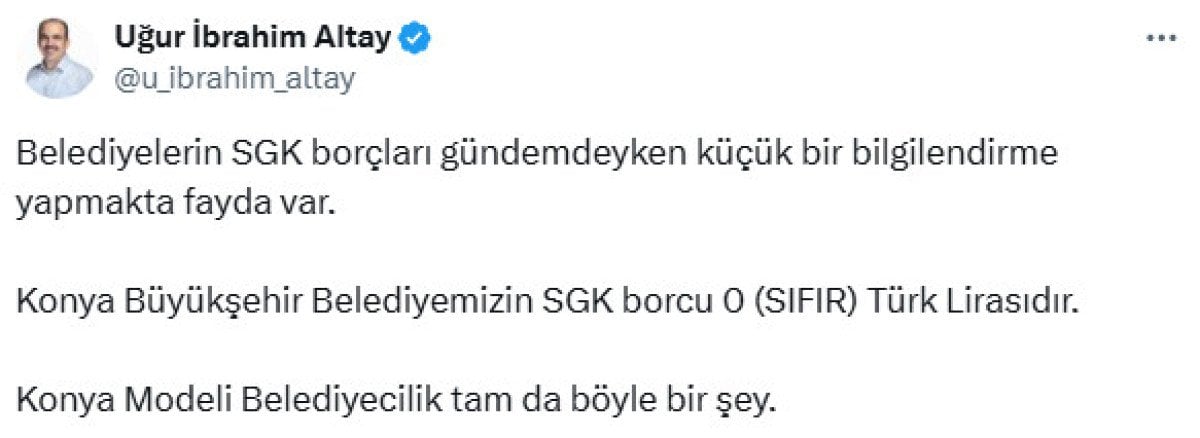 Konya Büyükşehir Belediyesi, SGK Borçlarıyla Gündeme Gelen Belediyelere Örnek Oluyor